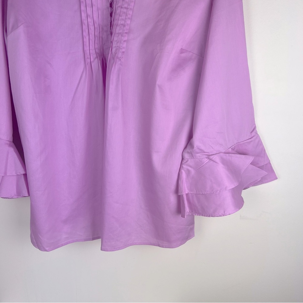 Harshman | Nagisa Ruffle Cuff Pin Tuck Popover Shirt Orchid | 2X - Picture 8 of 14
